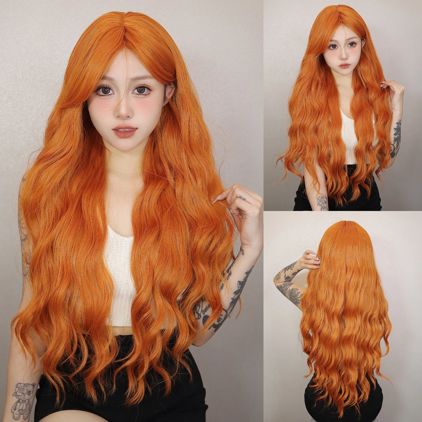 Crown & Glory Wigs   Ginger Synthetic Wig Curly Long Body Wavy Orange Colorful Cosplay Wigs for Women Daliy Party Use Fake hair Heat Resistant