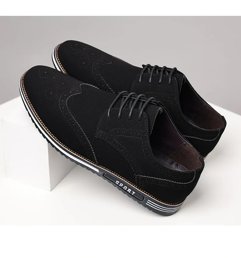 Men shoes Faux Suede Shoe Lace Up Black Oxford Shoe for Men Flat New Fashion Sneaker Man Autumn Breathable Comfortable Casual Men Shoe