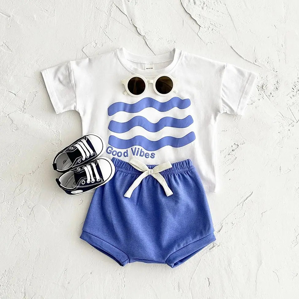 Girl clothing Toddler Boys Outfit Baby Clothes Set Newborn Baby Summer Clothing Cotton Girl Suit Sun Flower Print T-shirt+Beach Shorts