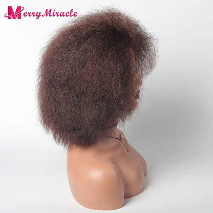 Crown & Glory Wigs  Short Fluffy Straight Synthetic Wig for  Women Kinky Straight Hair Natural Colour Afro Wigs for Women