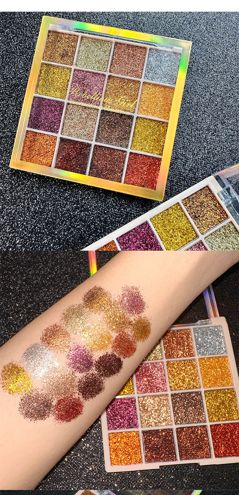 Makeup and face 16-color Eyeshadow Palette Shiny Gold Pearly Matte Glitter Eyeshadow