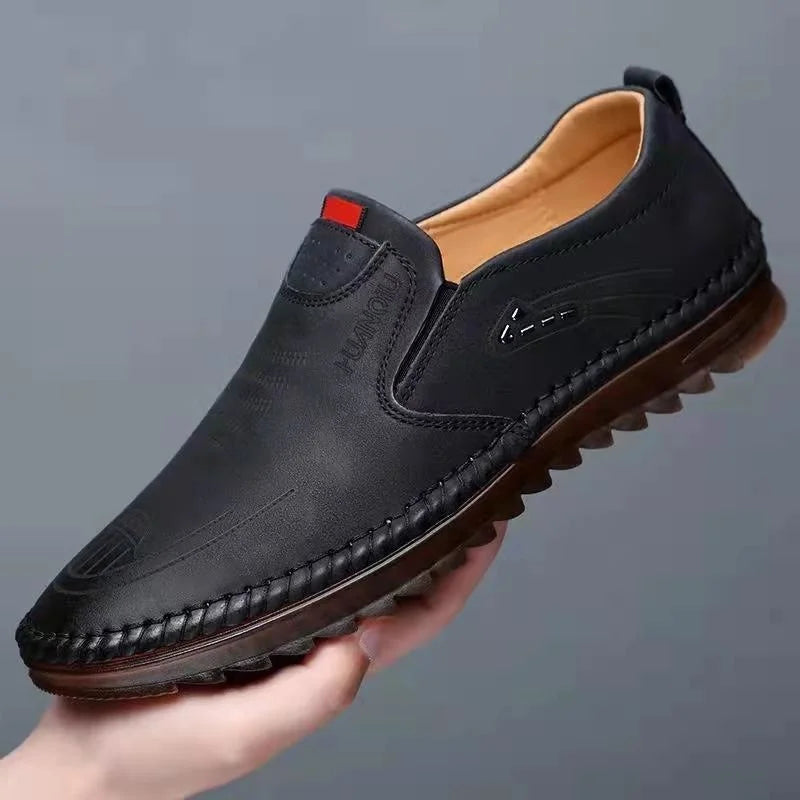 Men shoes Leather Men Breathable Driving Shoes Luxury Brands Formal Men Loafers Moccasins Italian Male Lazy Shoes Black Plus Size 39-44