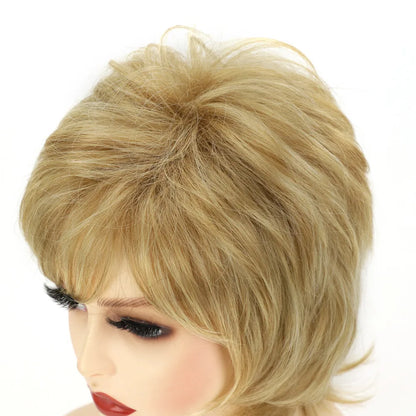 Crown & Glory Wigs Synthetic Wig European and American Women's Hair Short Wigs Puffy Chemical Fiber Fashion Head Cover with Bangs