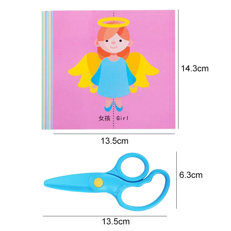 Toys 48/96pcs Children Paper Cuttings Toys Handmade DIY Material Puzzle Early Education Toy Art Supply Handicrafts with Scissors TMZ