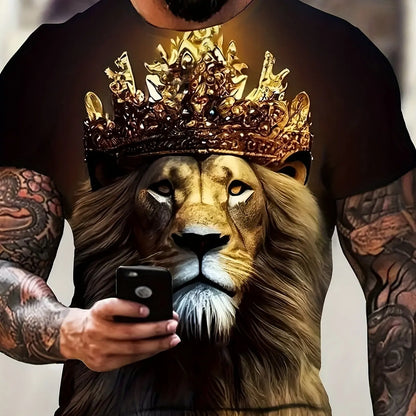 Men clothing  Lion and Crown   Men's Novelty Short Sleeve T-shirt