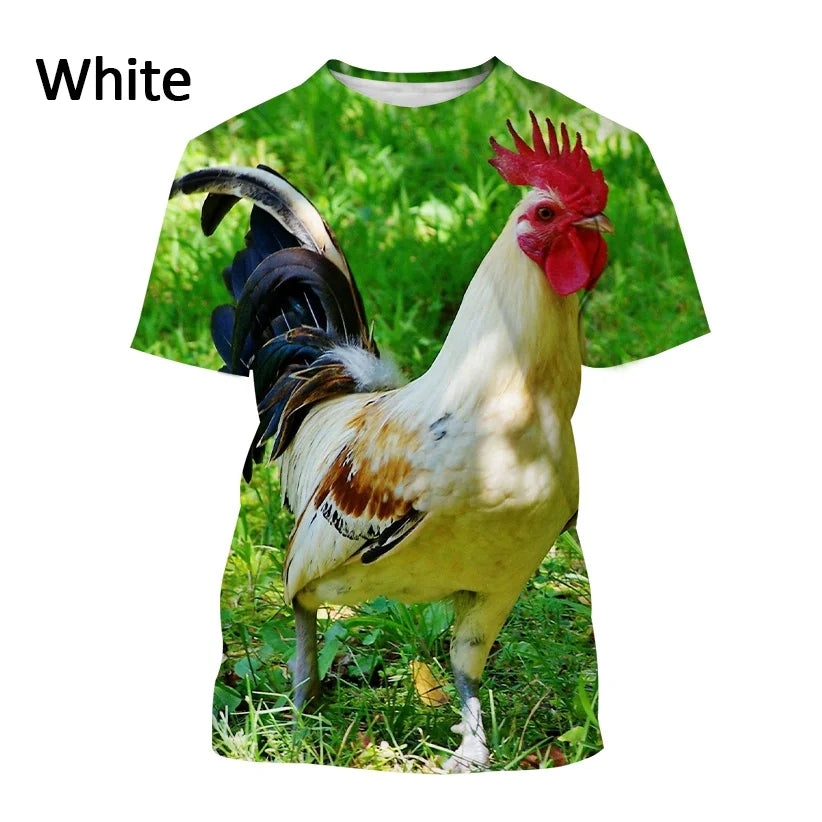 Men clothing Newly Sold 3D Printed Men's Short Sleeve Personality Fashion Casual Animal Color Rooster Print T-shirt