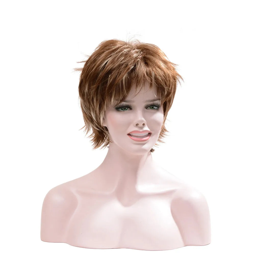 Crown & Glory Wigs Synthetic Wig European and American Women's Hair Short Wigs Puffy Chemical Fiber Fashion Head Cover with Bangs