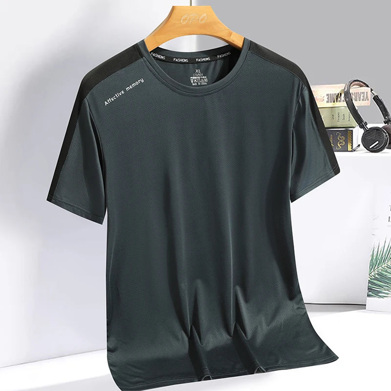 Men clothing  Ice Silk Thin Short Sleeve Quick Drying T-shirt for Men