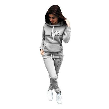 Woman clothing    Fashion Women's Hoodie Set Printed Pullover Hoodie Sweatwear Set Hoodie and Pants Two Piece Jogger Set