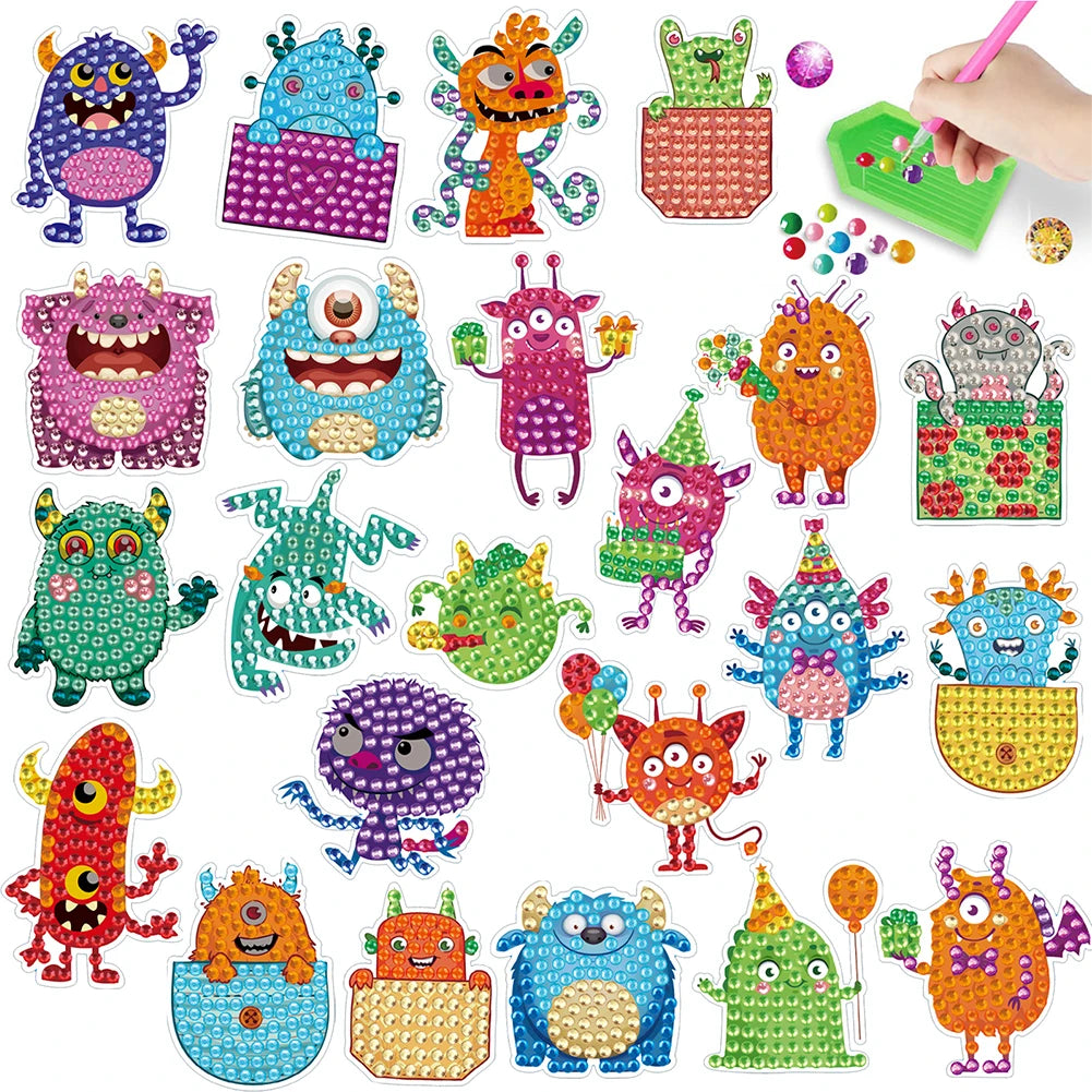 Toys 2 Sheets DIY Diamond Painting Stickers Kit Sticker by Numbers for Kid Diamond Mosaic Handicrafts Children Gift for Cup Decor