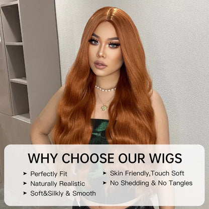 Crown & Glory Wigs   Ginger Synthetic Wig Curly Long Body Wavy Orange Colorful Cosplay Wigs for Women Daliy Party Use Fake hair Heat Resistant