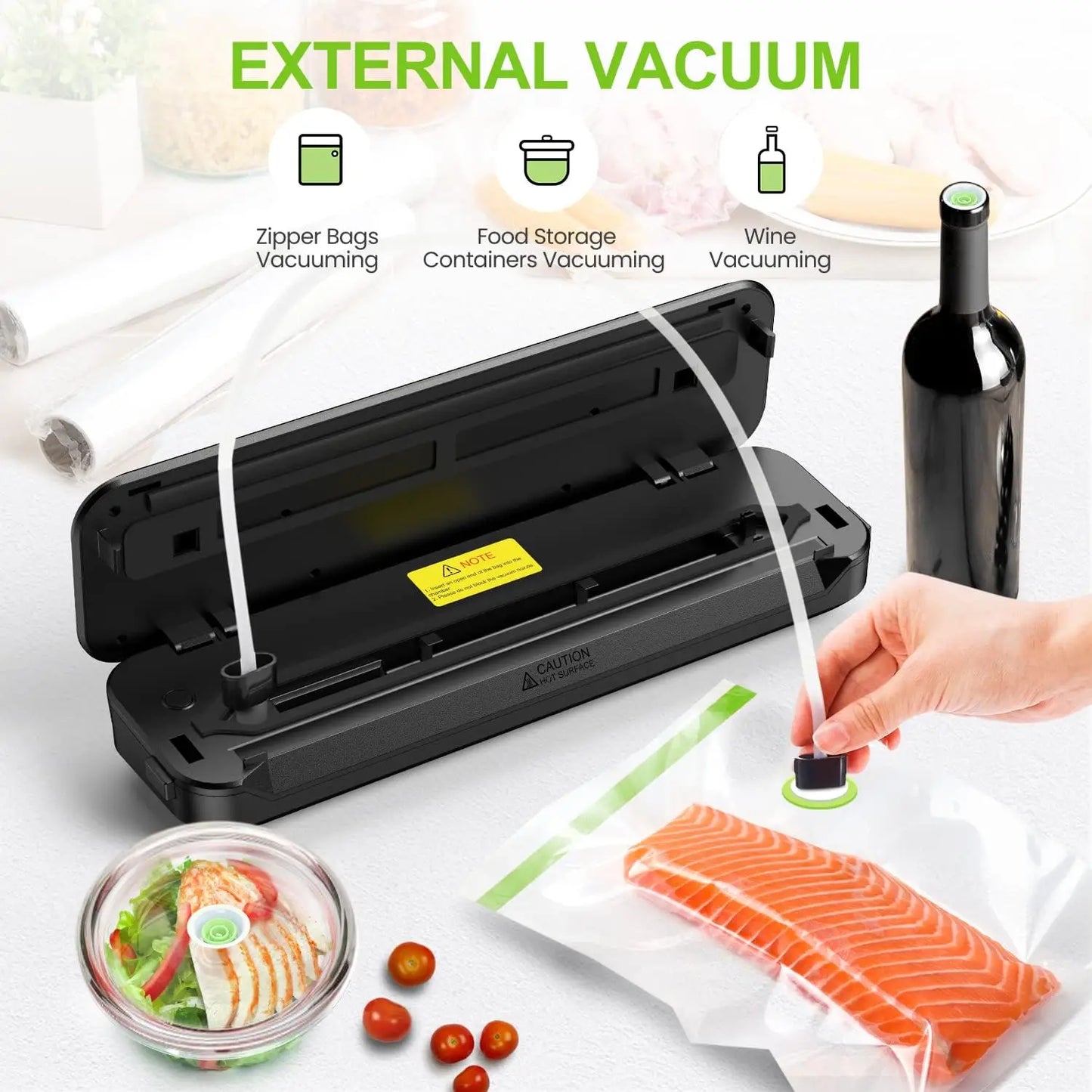 Kitchen  Vacuum Sealer Machine, 90Kpa Automatic Food Sealer with Cutter, 8-in-1 Food Vacuum Machine, Pulse Function, Dry&Moist Modes