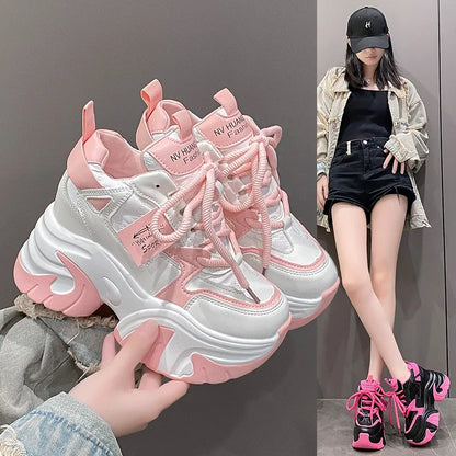 Woman shoes  High Platform Sneakers Women 2023 Thick Sole Sports Ladies Trainers Vulcanized Shoes Woman Chunky Sneakers Zapatillas Mujer 10CM