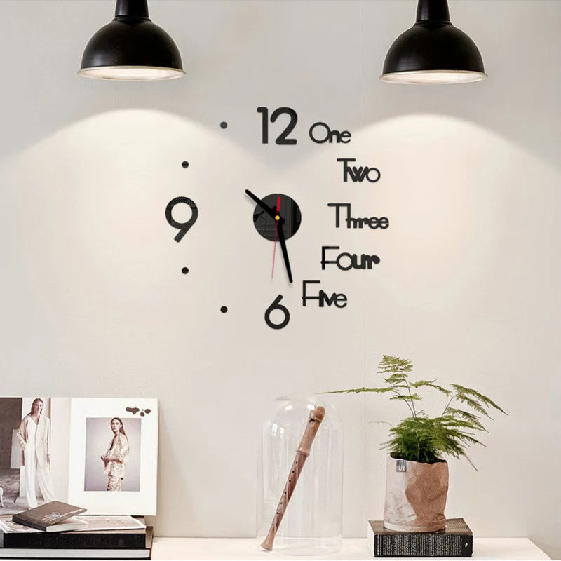 Living Room   Modern Design Creative Simple Digital Clock European Style DIY Silent Wall Clock Study Living Room Punch-Free Wall Sticker Clock