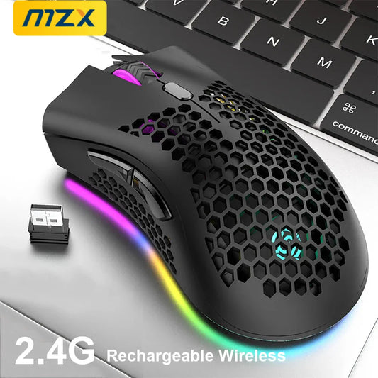 Laptop  MZX Rechargeable Wireless Mouse 2.4G RGB Light Ergonomics USB Charging Gaming Mice for Mac Desktop PC Computer Notebook Laptop