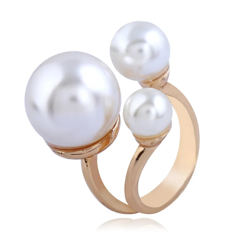 Jewellery  1Pcs Fashion Jewelry Elegant Pearl Rings for Women Opening European American Style Rings Wedding Decoration