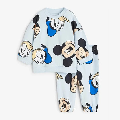 Boy clothing  Full Print Mickey Baby Long Sleeved Suit Tracksuits  Sweatshirt + Sweatpants Set