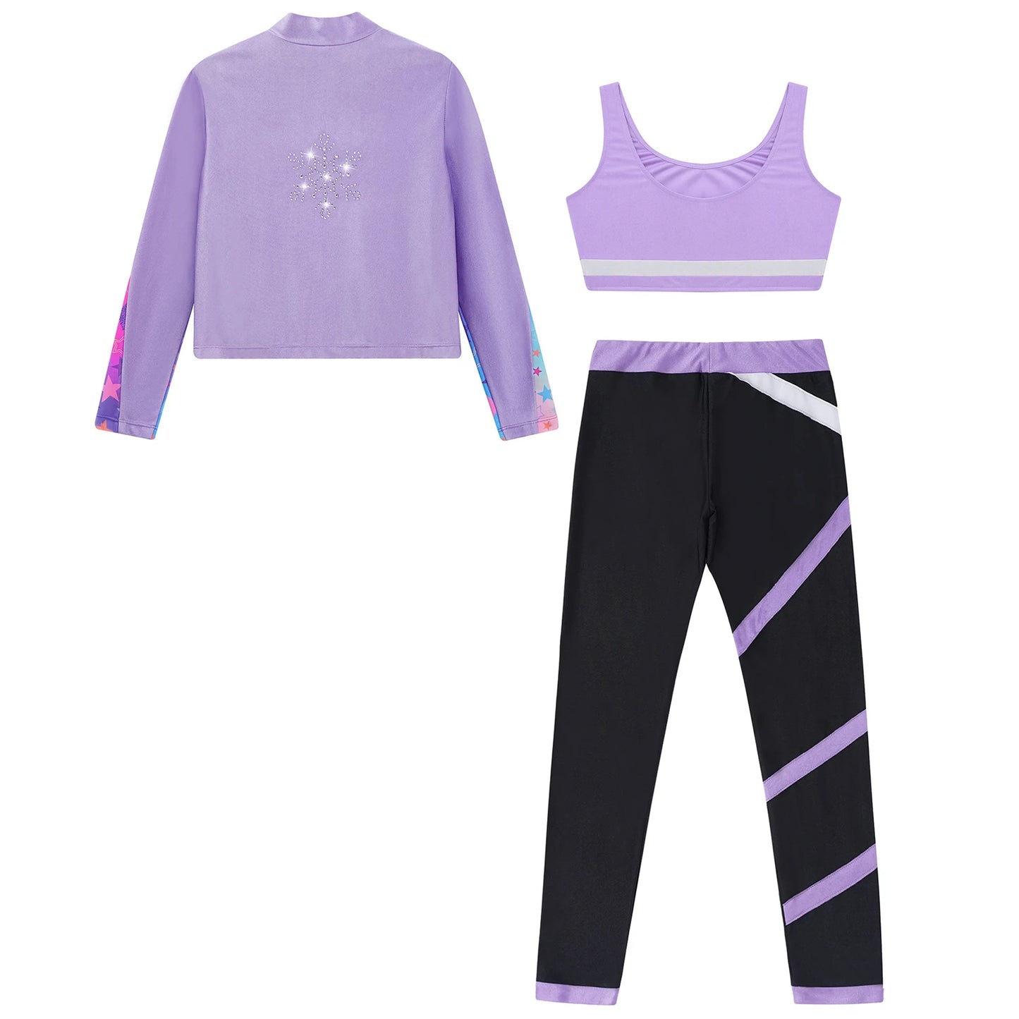 Girl clothing   Kids Girls Sweat suits Set Tracksuit 3 Piece Outfits Long Sleeve Zip Front Jacket + Vest + Colorblock Leggings Sportswear Sets