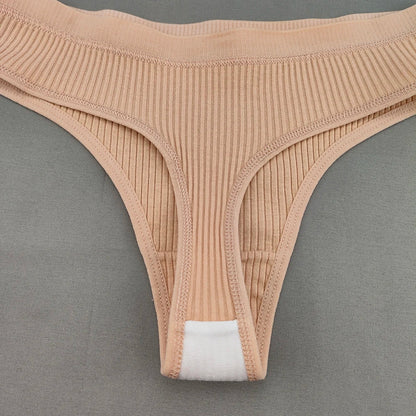 Woman clothing   10 Pcs/Set Cotton Thong Women's Panties Low Rise Sexy G-string Solid Color Classic Underwear Female Intimates Bikini Lingerie