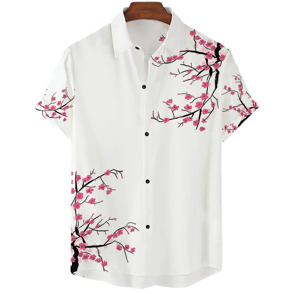 Men clothing  Sakura Pattern Shirt Unisex Shirt Hawaii Beach Shirts