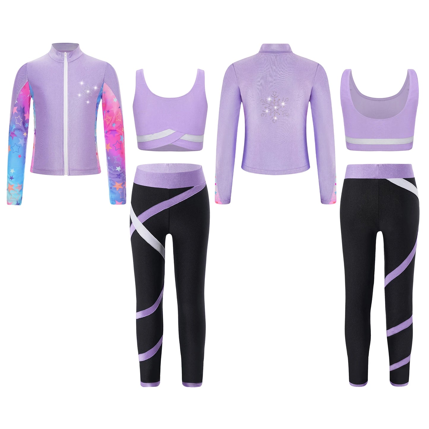 Girl clothing   Kids Girls Sweat suits Set Tracksuit 3 Piece Outfits Long Sleeve Zip Front Jacket + Vest + Colorblock Leggings Sportswear Sets