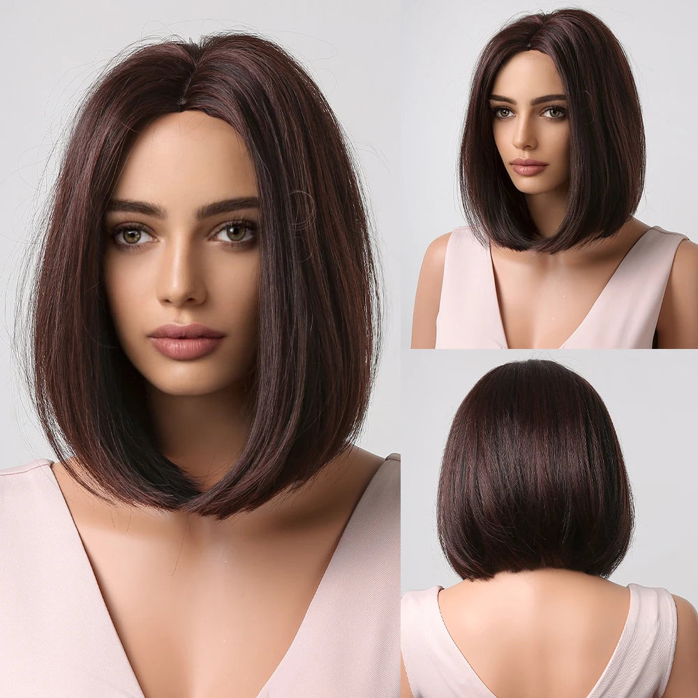 Crown & Glory Wigs HENRY MARGU Dark Root Ombre Brown Blonde Short Hair Wigs Fluffy Pixie Cut Synthetic Wig for Black White Women Heat Resistant