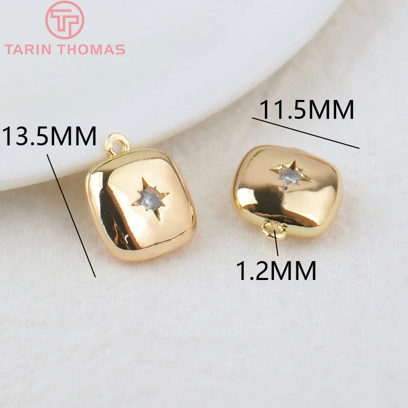 Jewellery   (203)4PCS 10x15MM 24K Gold Color Plated Brass with Zircon Star Charms Pendants High Quality Jewelry Findings Earrings Accessorie