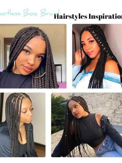 Crown & Glory Wigs   Synthetic Large Box Braided Wigs Jumbo Knotless 360° HD Full Lace Front Wigs For Black Women Jumbo Tribal Braids Faux Locs