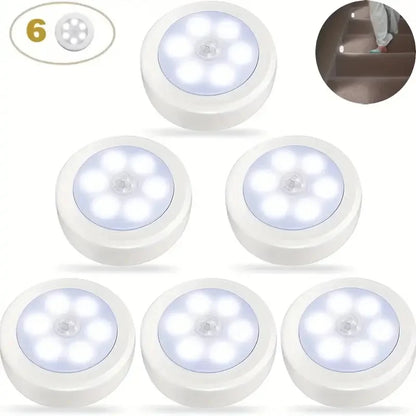 Living Room 1/3/6pcs 6LED Motion Sensor Night Light LED Closet Lights Under Cabinet Lights Wireless Wall Puck Lamp For Stair Step Hallway