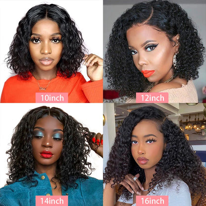 Crown & Glory Wigs  180 Density Curly Bob Wig 13x4 Lace Front Human Hair Wigs Brazilian Short Deep Wave Bob Wig PrePlucked 4x4 Wig Human Hair Women