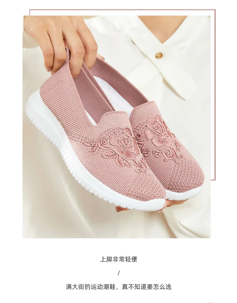 Woman shoes Summer Mesh Knitting Sneakers Women Breathable 2023 Shoes Non-slip Ladies Casual Nurse Office Shoes Ballet Flats