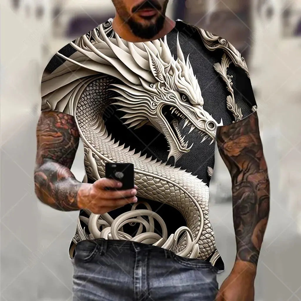 Men clothing Dragon Pattern Men's T-shirt