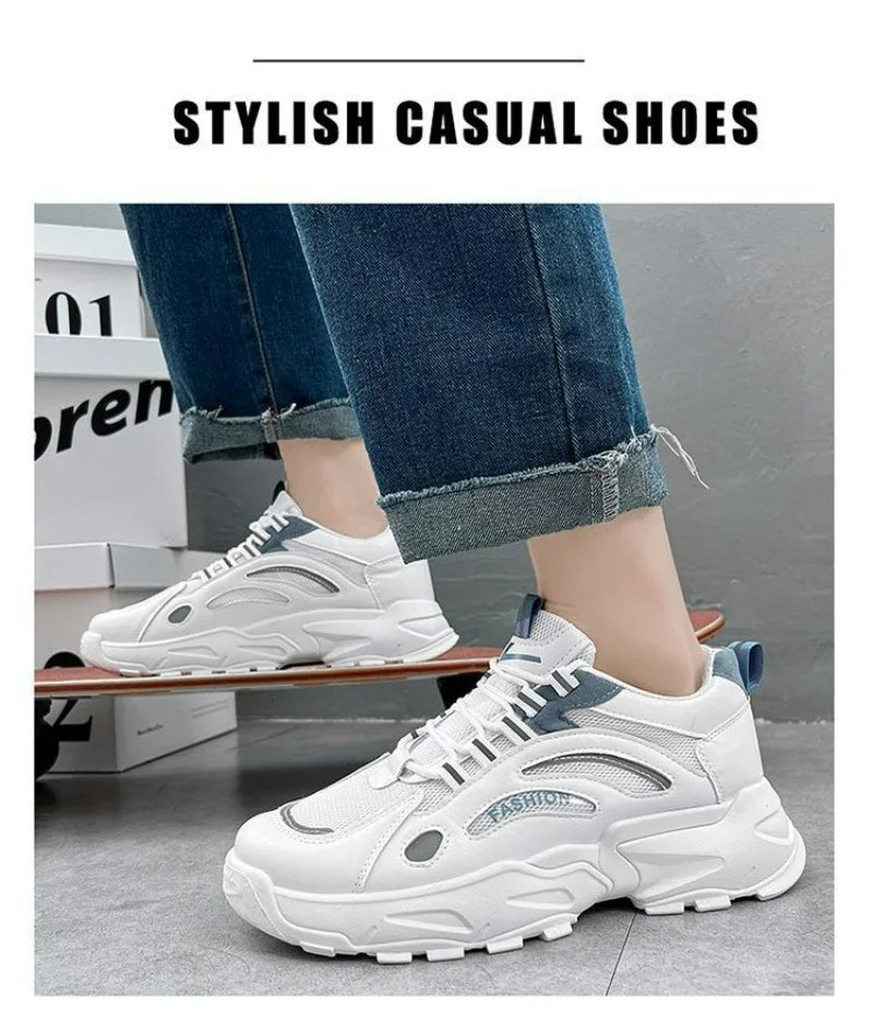 Men shoes Casual Sports Shoes for Men Comfortable Fashion   Four Seasons Shoes Men's Sneakers White Platform Lace-up Trainers