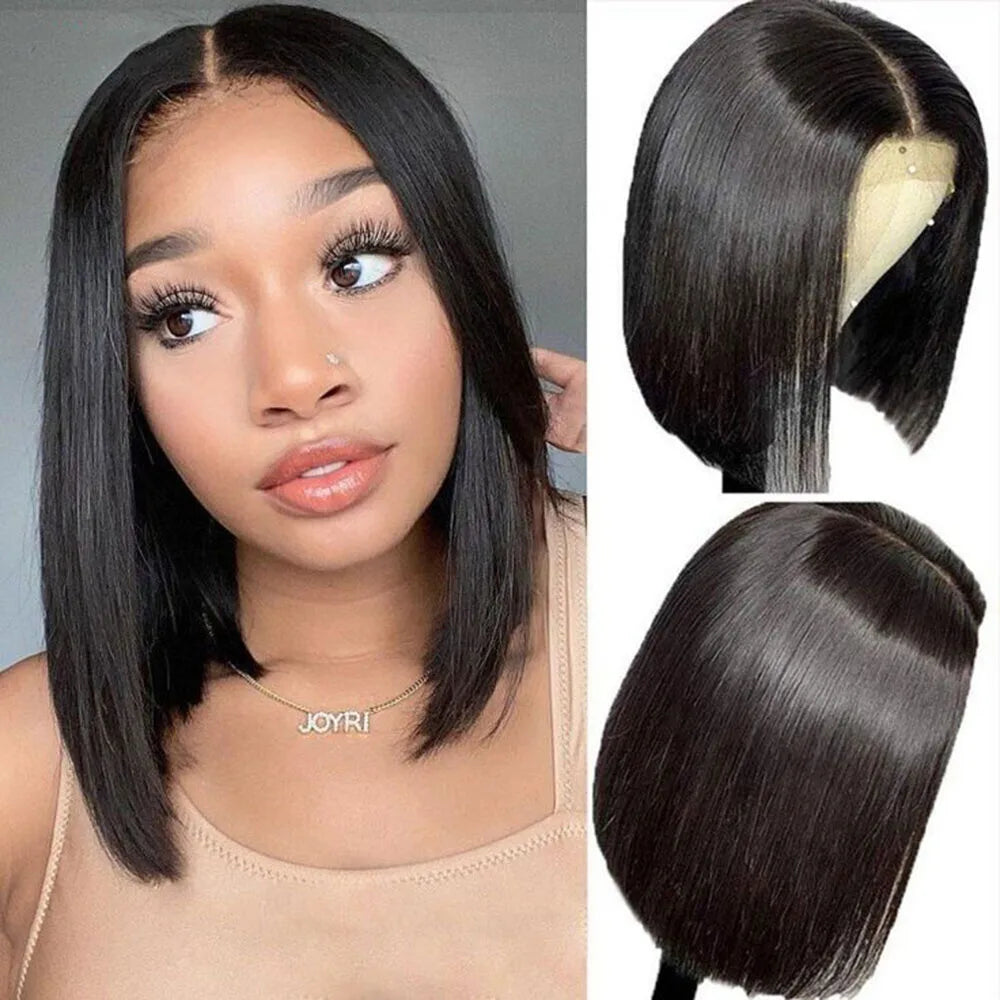 Crown & Glory Wigs Reddish Brown Bob Lace Frontal Wig Human Hair 13x4 Straight Lace Front Wig Short Bob Wig Copper Red Lace Frontal Bob Wigs