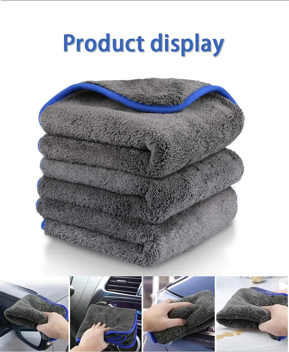 Car   SEAMETAL 40x40CM Car Wash Microfiber Towel 1200GSM Super Absorption Car Cleaning Drying Cloth Hemming Towels Detailing Care Rags