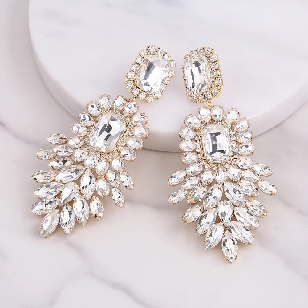 Jewellery   New Metal Rhinestone Geometric Earrings Home Party Fashion Dangle Earrings Women's Shining Statement Earrings Jewellery Wholesale