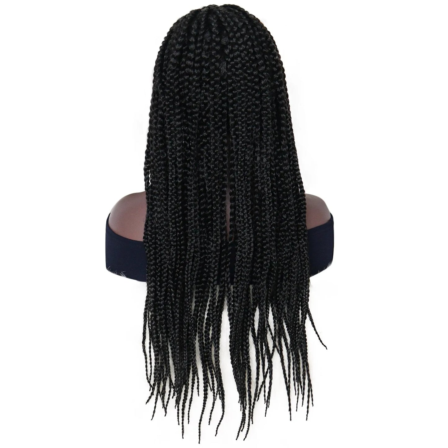 Crown & Glory Wigs   13*0.5 Black Synthetic 28inch Long Braided Lace Front Dreadlock Wig, Afro Knotless Cornrow Twist Fake Hair