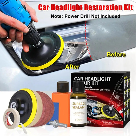 Car   Car Headlights Restoration Kit Chemical Brightener Headlight Polisher Restorer Polishing Paste Set Auto Headlamps Wax Sanding