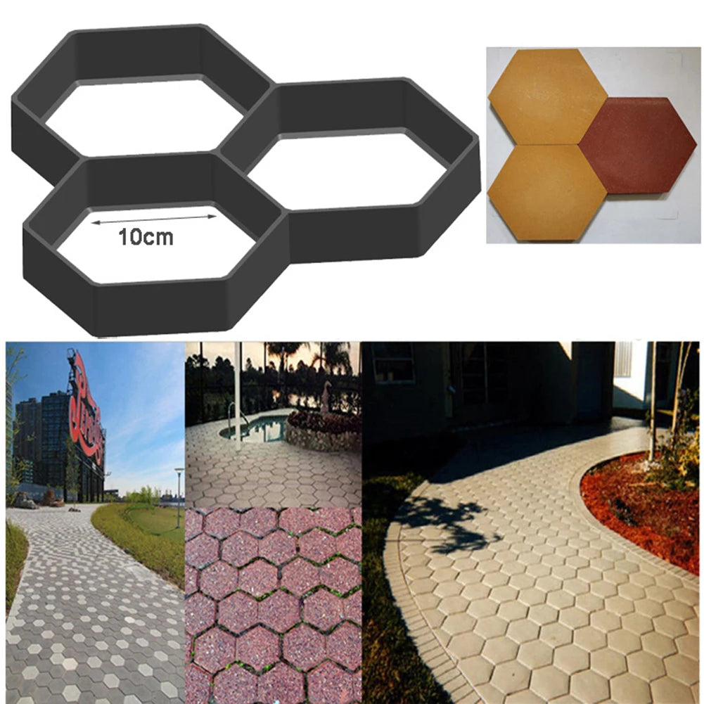 Outdoor DIY Path Maker Paver Moulds Stone Brick Concrete Mould Concrete Cement Walk Garden Path Paving Paver outdoor Reusable Patio Moulds Paviment