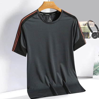 Men clothing  Ice Silk Thin Short Sleeve Quick Drying T-shirt for Men