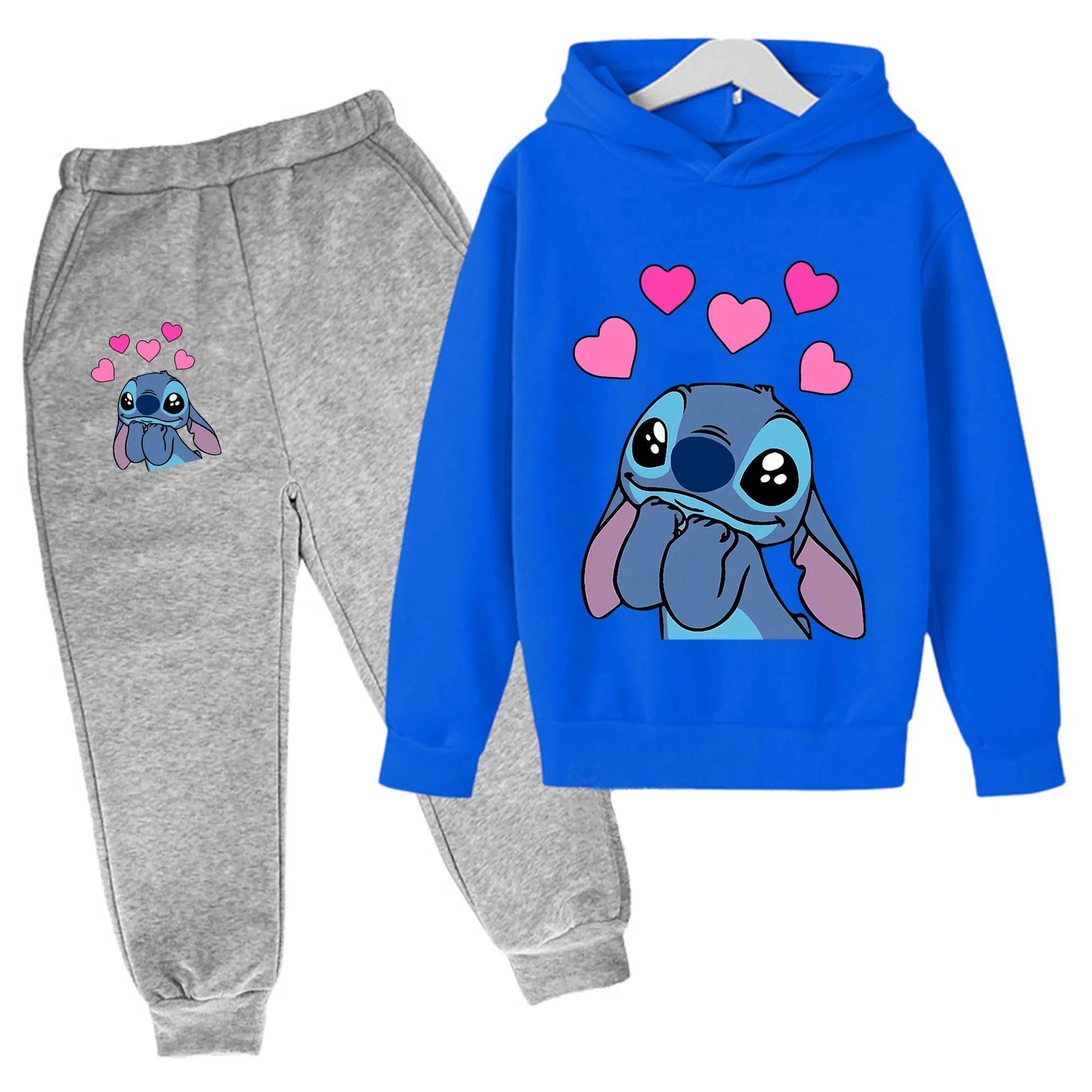 Girl clothing  Girls Clothes Stitch Hoodies Sweatshirts Children's Clothing Sets Child Girl Tops + Pants 2 Pcs Suits Kids Boys Tracksuits Set