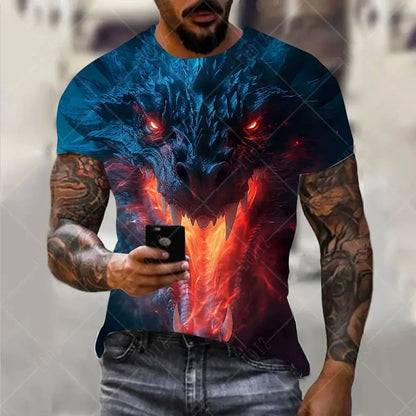 Men clothing Dragon Pattern Men's T-shirt