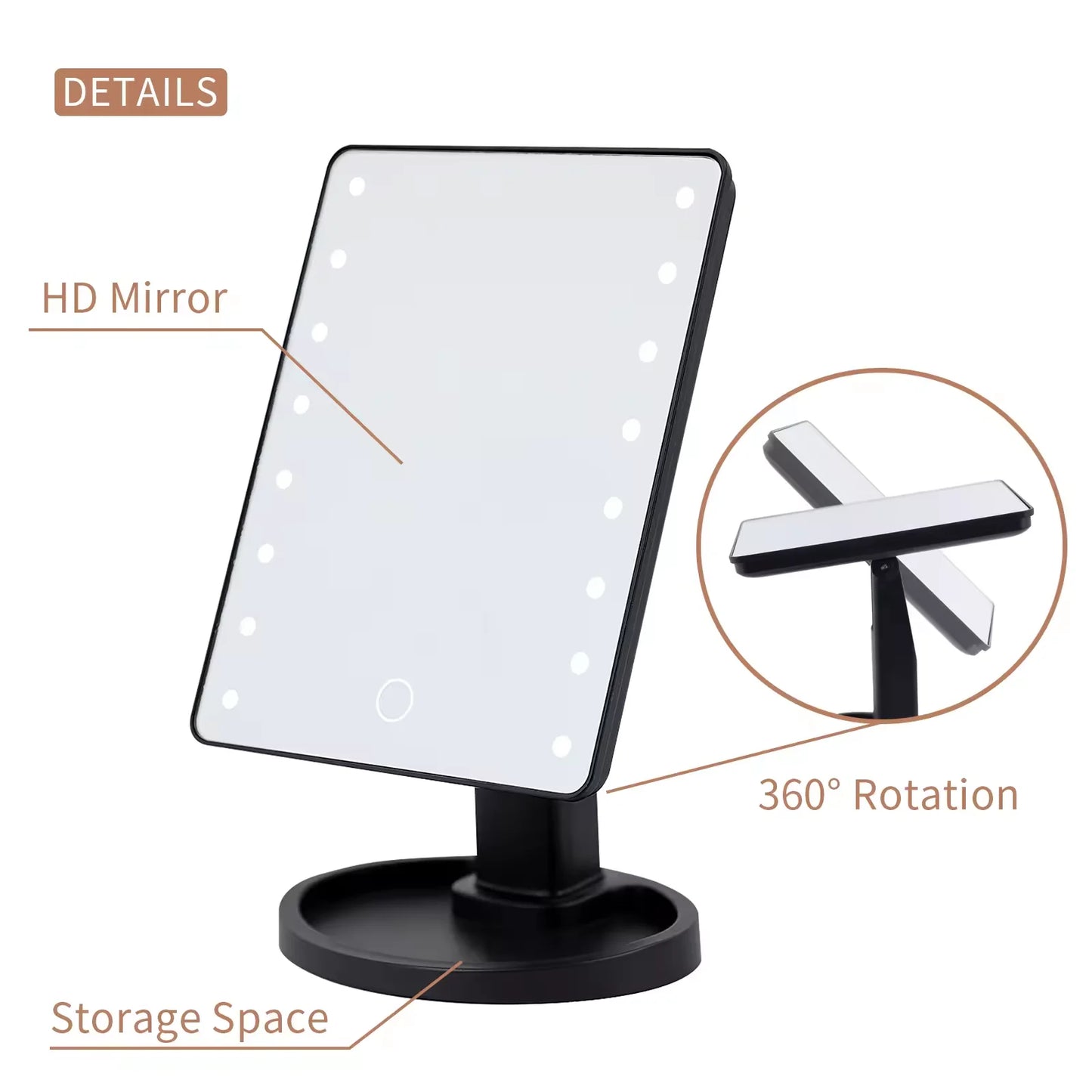 Makeup and face 16 pcs led  make up Vanity mirror Lighted Makeup Mirror Rotatable Foldable