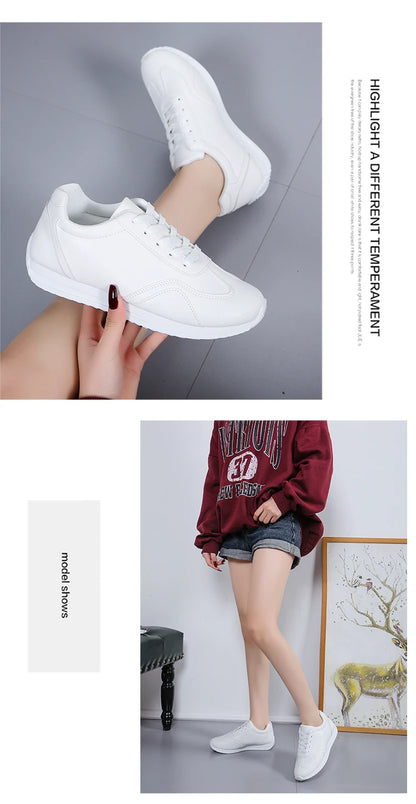 Woman shoes White leather Sneakers Sports vulcanized shoes Comfortable Spring Sneakers Casual Shoes 2024 Fashion School Tennis