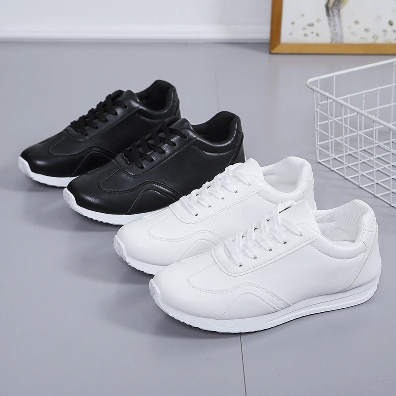 Woman shoes White leather Sneakers Sports vulcanized shoes Comfortable Spring Sneakers Casual Shoes 2024 Fashion School Tennis