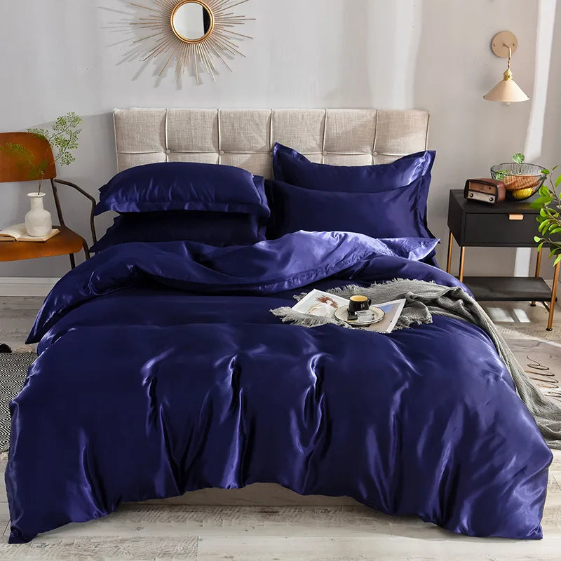 Toys 3/4pcs Luxury Rayon Satin Bedding Set Duvet Cover Set Single Double King Size Bedding Kit 2pcs/3pcs/4pcs Bed Cover Bed Linen Set