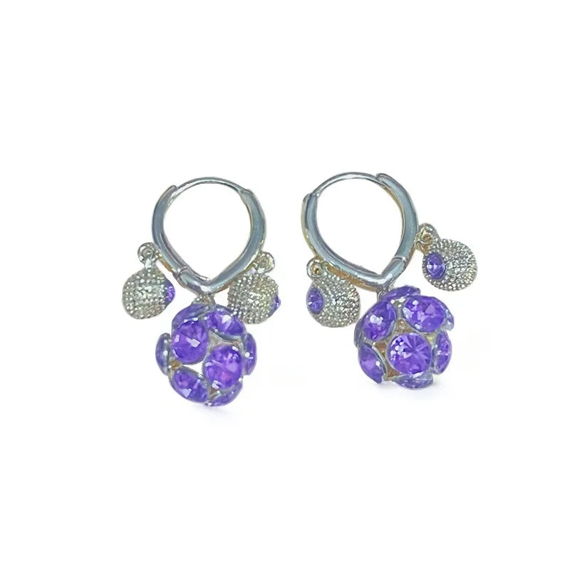 Jewellery   Fashion Trend Purple Crystal Zircon Flower Drop Earrings for Women Light Luxury Geometric Shiny Earring Party Wedding Jewelry