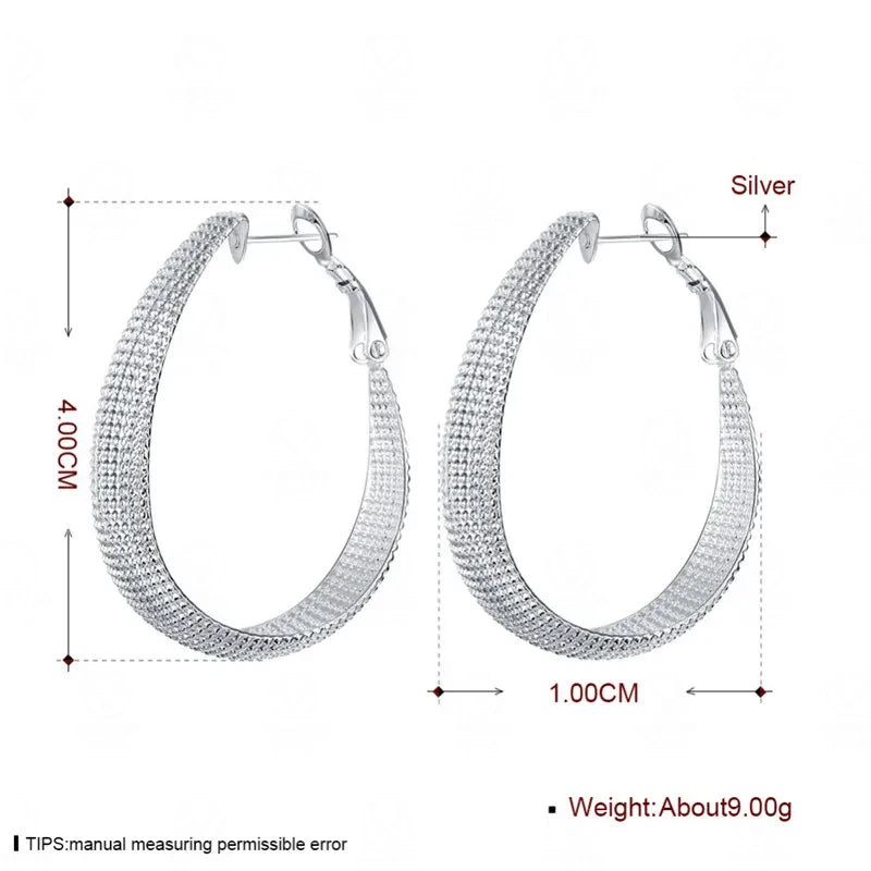 Jewellery 925 Sterling Silver Hoop Earrings For Women Wedding Gift Fine Europe Jewelry