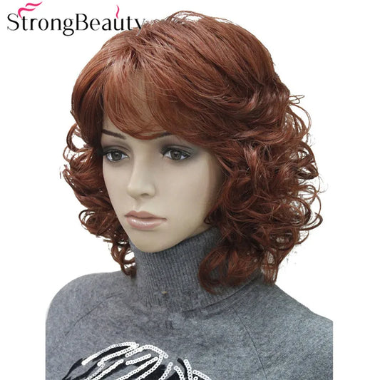 Crown & Glory Wigs  Strong Beauty Medium Length Curly Wigs Synthetic Women's Hair Blonde/Black/ Burgundy Many Colors