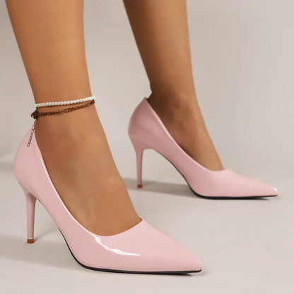 Woman shoes Sexy Thin Heels Pumps for Women Pink Patent Leather Pointed Toe Party Shoes Woman 2024 Spring Slip-On Stiletto High Heel Shoes